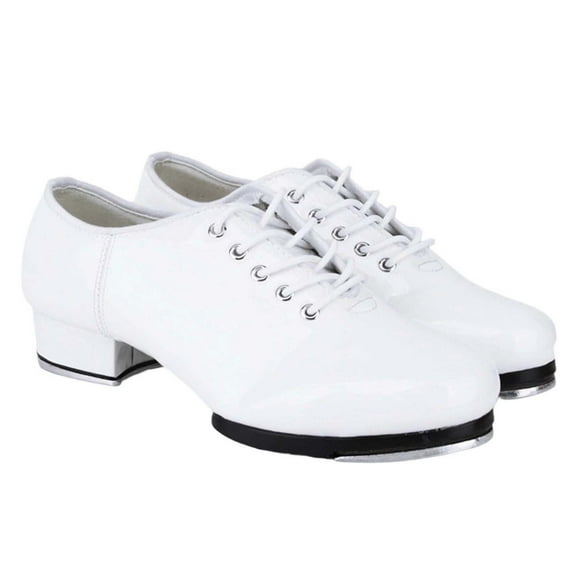 TIEVOSA Older Boys and Girls Among Children (both Boys and Girls) Sandals Soft Sole Tap Dance Shoes for Kids Comfortable Lace up Shoes for Practice and Performance for 8.5-9 Years(White)