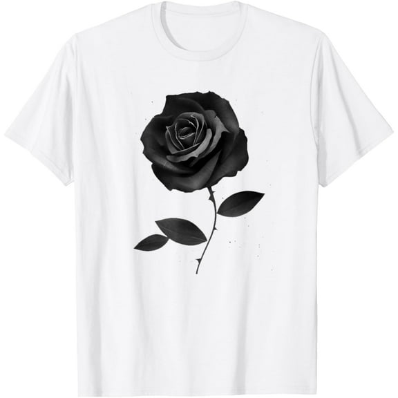 Beautiful Black Rose Flower T-Shirt T-ShirtMen's and women's pure cotton short-sleeved shirts