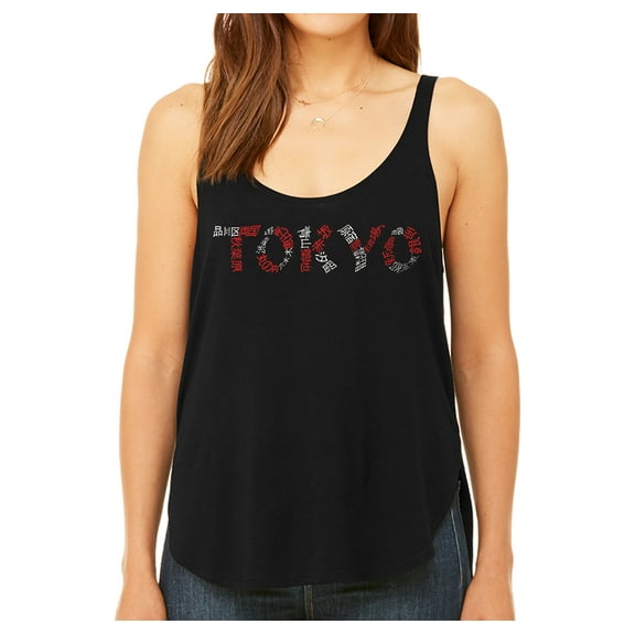 LA Pop Art Women's Premium Word Art Flowy Tank Top - THE NEIGHBORHOODS OF TOKYO