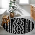 thumbnail image 4 of Round Area Rug 3ft Black Boho Floor Carpets Indoor Floor Area Mat Stain-Proof Mat Circle Rugs for Living Room Dining Room Kitchen Bedroom, Geometric Tribe Bohemian Style Sofa Throw Carpet, 4 of 9
