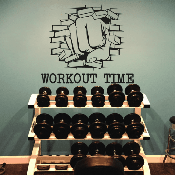 Workout Time - Workout Motivation Quote Home Gym Wall Decor Fitness Inspiration Vinyl Wall Art Sticker Decal Home Gym Workout Area Exercise Wall Décoration Design Wall Décor Decal Size (28x30 inch)