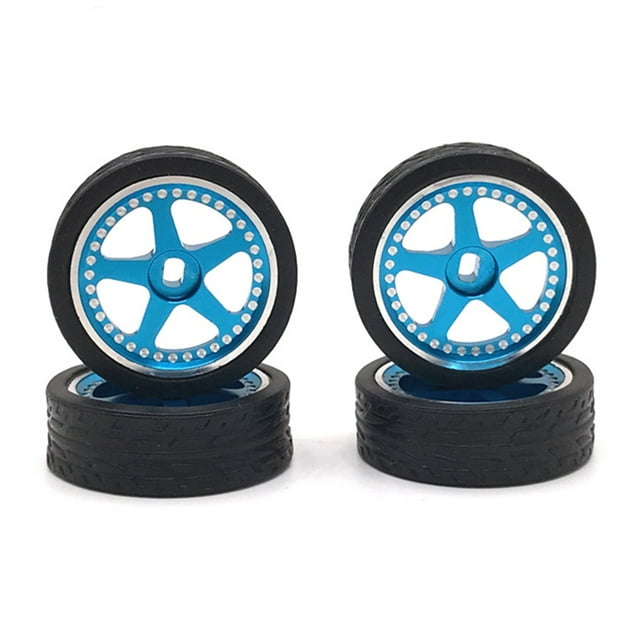 Vogacara Montaje de modificación llanta de coche modelo control remoto 4 piezas azul