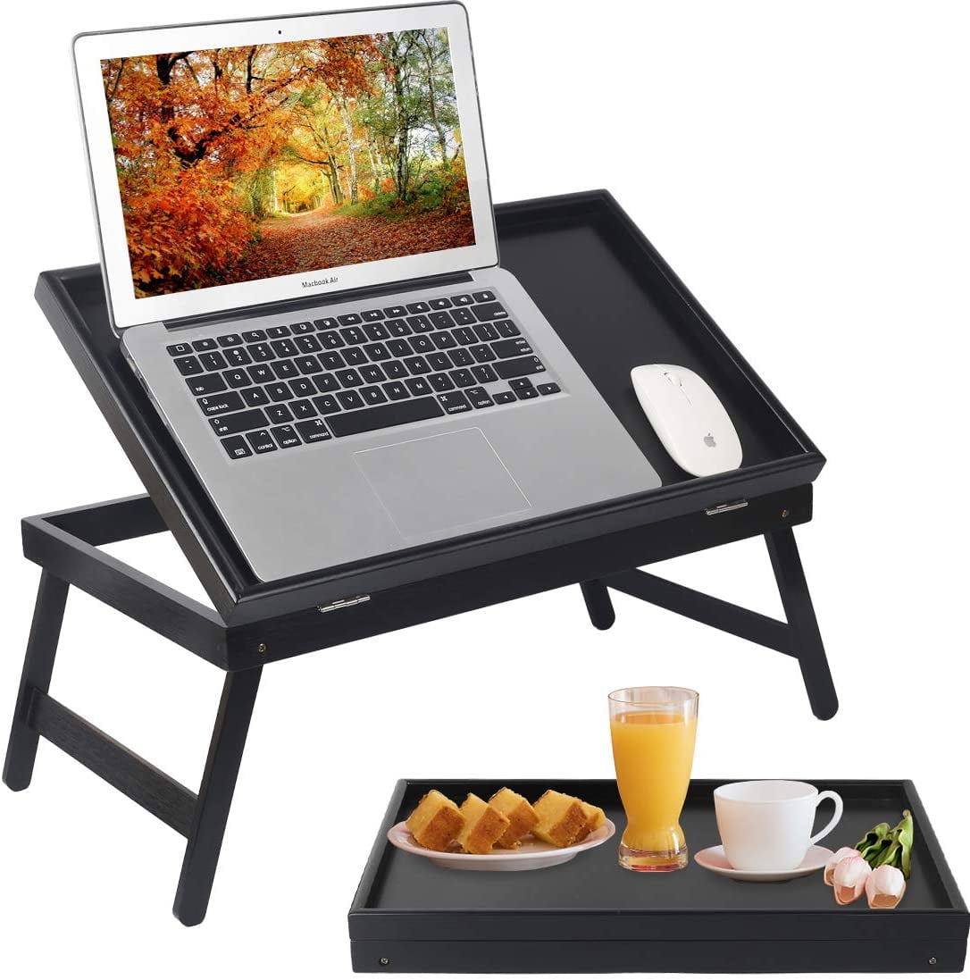 Artmalle Bed Tray Table Rectangle Breakfast Food Tray with Folding Legs