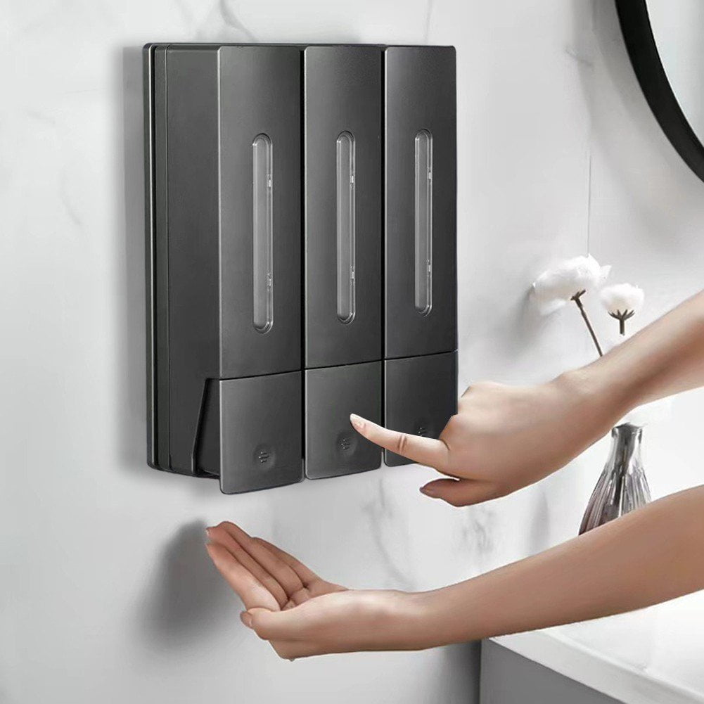 Shampoo and Conditioner Dispenser Shower Soap Dispenser Shower Dispenser 3 Chamber No Drill Shampoo Dispenser, Wall Mounted for Home Hotel