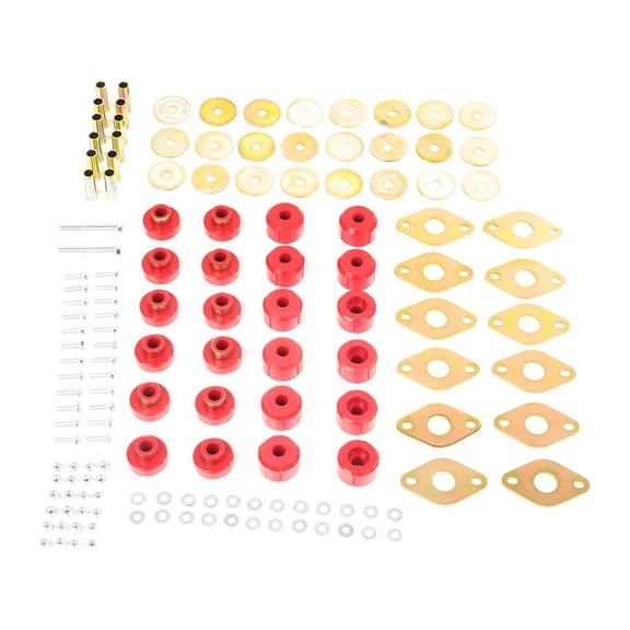 Rugged Ridge by RealTruck Body Mount Kit for Wrangler JKU 4-Door | 12 Bushings, Red, Polyurethane | 1-117 | Compatible with 2007-2018 Jeep Wrangler JK 4-Door