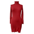thumbnail image 5 of UJNDER Sweater Dresses for Women Women's Sweater Dress Turtleneck Split Hem Red M, 5 of 6