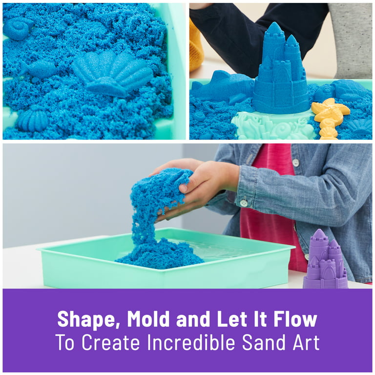 Kinetic Sand Sandbox Set with Blue Sand, Tools & Storage