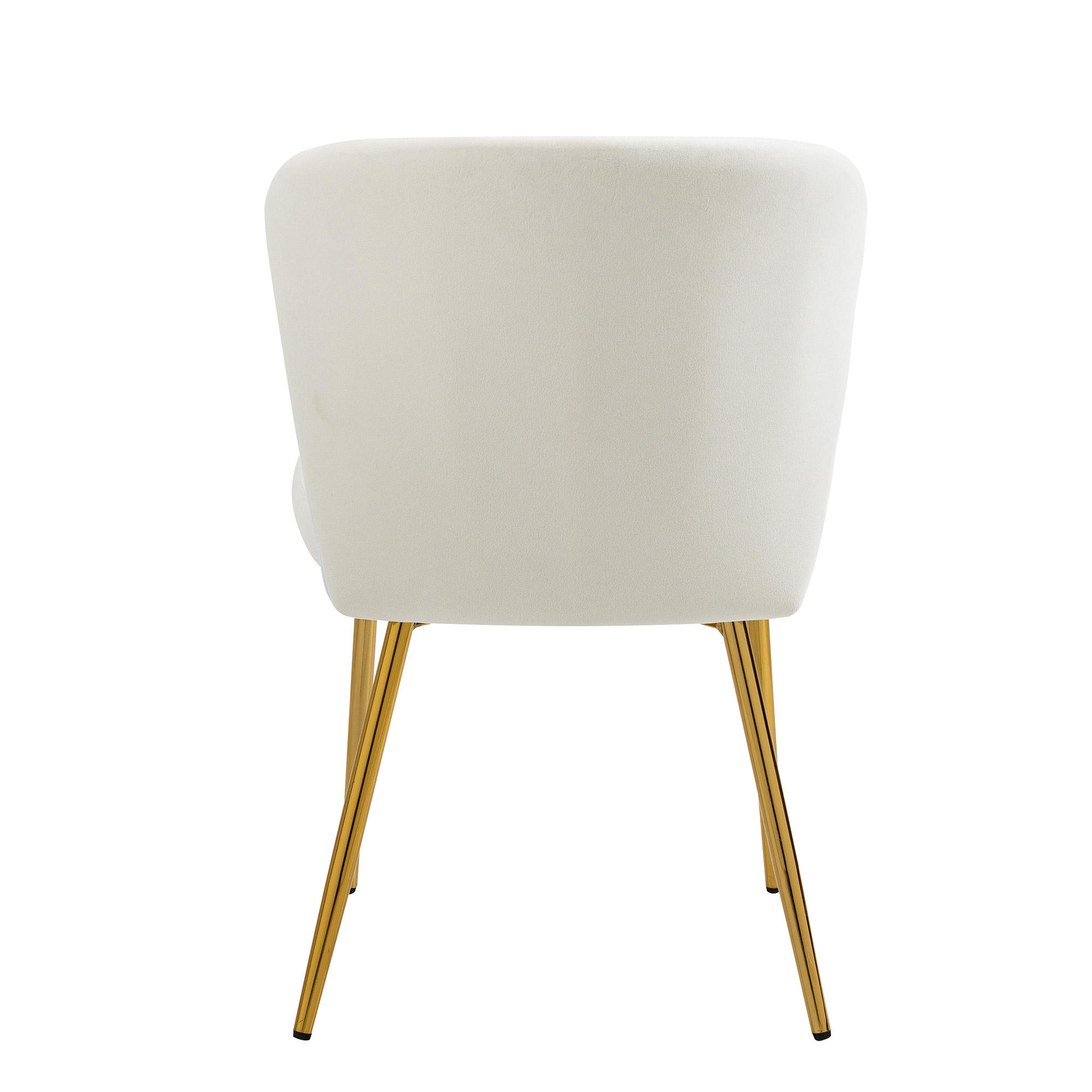 MOJAY Modern Velvet Dining Chair Set of 2, Dining Table Chair, and Living Room Chair with Tufted Backrest and Golden Legs, White
