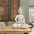 thumbnail image 3 of DecMode Gray Magnesium Oxide Buddha Indoor Outdoor Meditating Decorative Garden Sculpture with Floral Carvings, 19" x 13" x 28", 3 of 16