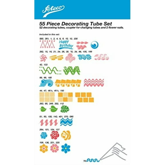 Ateco Cake, 783 55 pc Decorating Tip Set, Silver