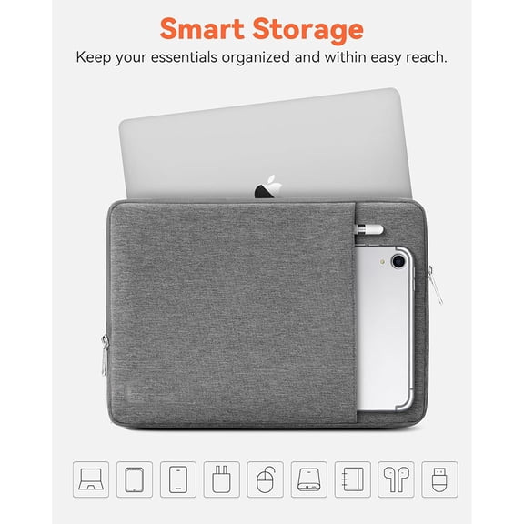 Laptop Sleeve 14 Inch Laptop Bag Compatible with 14 Inch MacBook Pro M5 Pro, Water Resistant Shockproof Laptop Sleeve Bag with Accessories Compartment, Grey