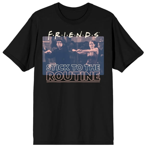 Friends Stick to the Routine Men's Black Graphic Tee-XL