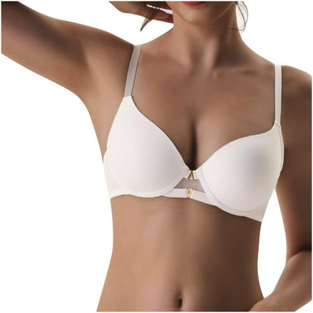Gnurob Women s Front Closure Bras Full Coverage Wireless Bralettes Beauty Back Smoothing Bra Comfort Unlined Brassiere Lightly Lined Cups Bralette Clearance Saving White Medium