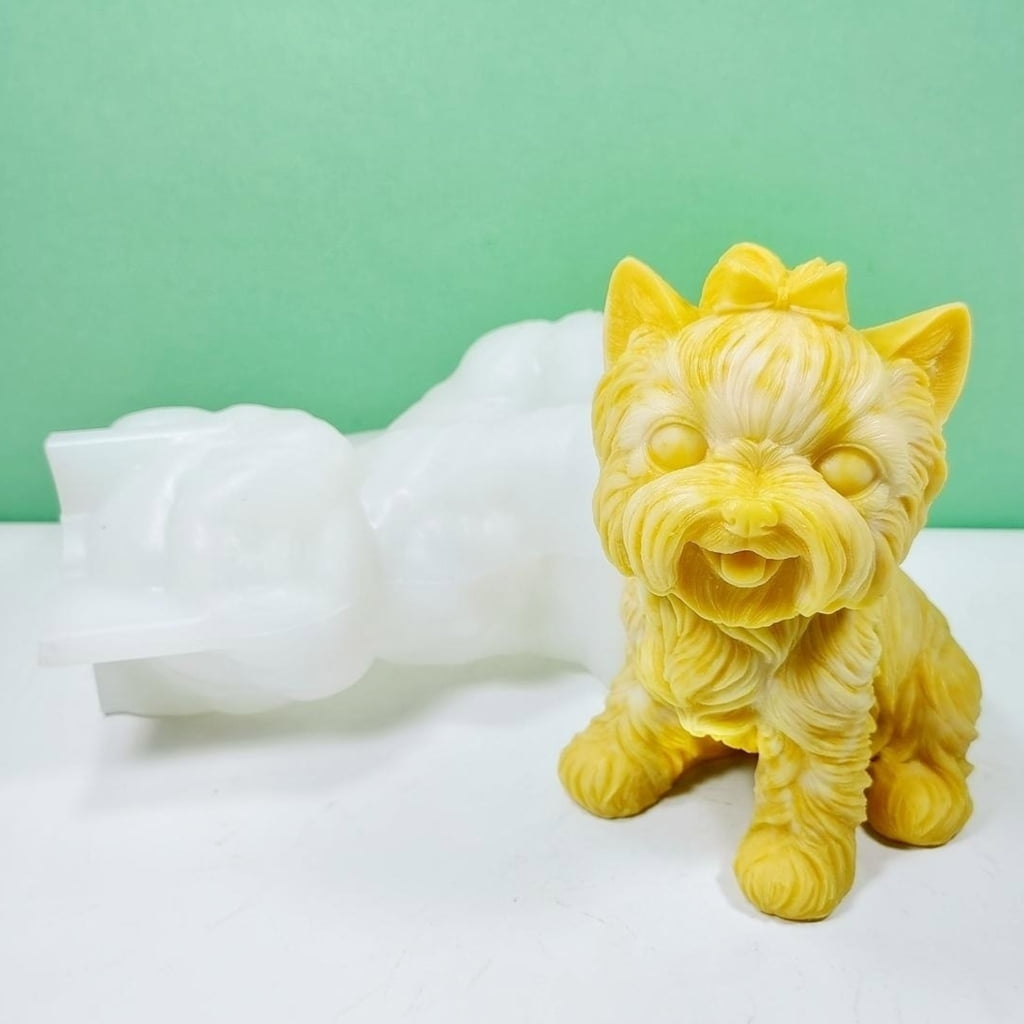 WINDLAND Little Dog Decoration Candle Silicone Mold Epoxy Sitting Dog Candle Silicone Mold DIY Ornament Jewelry Making Tool