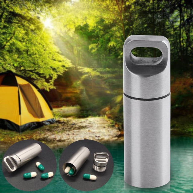 Mini botella de píldora de cápsula EDC de supervivencia al aire libre impermeable de acero inoxidable Ndcxsfigh Libre de BPA