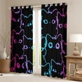 thumbnail image 2 of jejeloiu Kawaii Cat Black Out Curtains,Cartoon Cute Kitten Curtains Pack of 2 (42x63 Each),Neon Gradient Striped Bedroom Curtains For Girls Kids,Luxury Bedroom Decor, 2 of 6