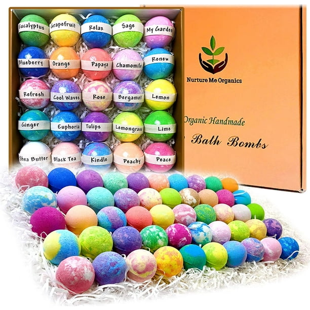 Bulk Bath Bombs Gift Set. Organic & Natural Spa Bath Bomb Set of 50