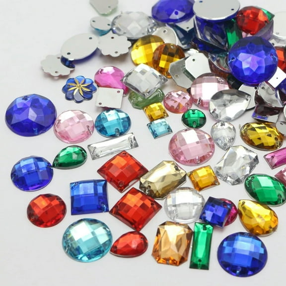 U8MO 200 Mixed Color Flatback Acrylic Sewing Rhinestone Assorted Shape Sew on beads