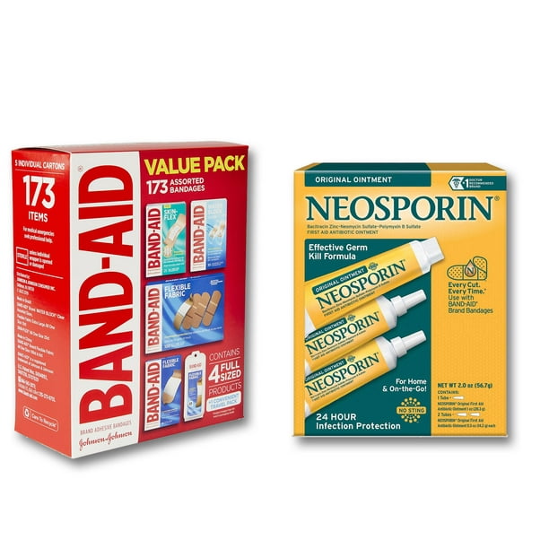First Aid Pack, Neosporin Original Ointment Plus BandAid Brand Active