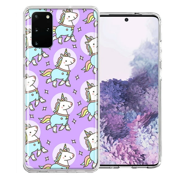 MUNDAZE For Samsung Galaxy S20 Cute Unicorns Purple Design Double Layer Phone Case Cover