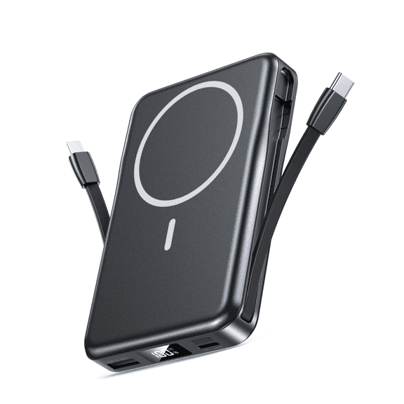 Magnetic Portable Charger, 10000mAh Power Bank, 5 in 1 Portable Charger with Built in Cable, 20W Fast Charging for Magsafe Battery Pack Compatible with iPhone 16/15/14/13 Pro/Pro Max, Samsung Series