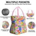 thumbnail image 3 of Pioneer Flower Drawstring Lunch Bag Women - Drawstring Lunch Bag Insulated for Work Office - Stain-Resistant Large Lunchbags for Women with Multi-Pockets, 3 of 6