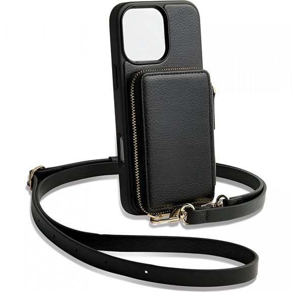 AOMRCOL Crossbody Phone Case Bag for Men Women/Crossbody Strap/Neck Lanyard for Iphone 14 Pro, Phone Bag with Strap, Black