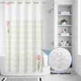 thumbnail image 2 of No Hook Shower Curtain, Pink Spring Floral Shower Curtains for Bathroom with See Through Top Window, Tulip Yellow Plaid Summer Botanical Waterproof & Washable Bath Curtain Stand Up Stall 36"x72", 2 of 9
