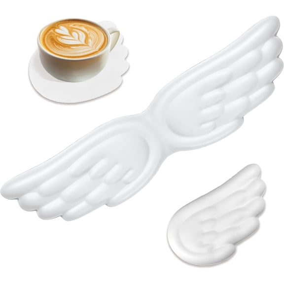 Angel Wing Wrist Rest,Cute Wrist Rest for Keyboard and Mouse,Hand Rests Set Include Ergonomic Keyboard & Mouse Hand Rest and Coaster,for Work,Study,Gaming (White)