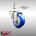 thumbnail image 2 of 3.5 Inch 316SS Blue Polyurethane Wheel Swivel 12mm Threaded Stem Caster SCC, 2 of 2
