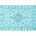 thumbnail image 1 of Ahgly Company Indoor Rectangle Medallion Light Blue Traditional Area Rugs, 2' x 5', 1 of 4