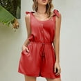 thumbnail image 2 of Fengqque Jumpers for Women with Overalls Casual Jumpsuits Plus Size Summer Solid Sleeveless Round Neck Pocket Loose Short Playsuits Rompers Jumpsuit, 2 of 8