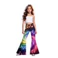 thumbnail image 2 of Girls Pants Size 10 Flare Dress Pants Rock Guitar Music Note Print Flare Pants, High Waist Stretch Retro Bell Bottom Stage Performance Bootcut Trousers Back To School Clothes Multicolour, 2 of 5