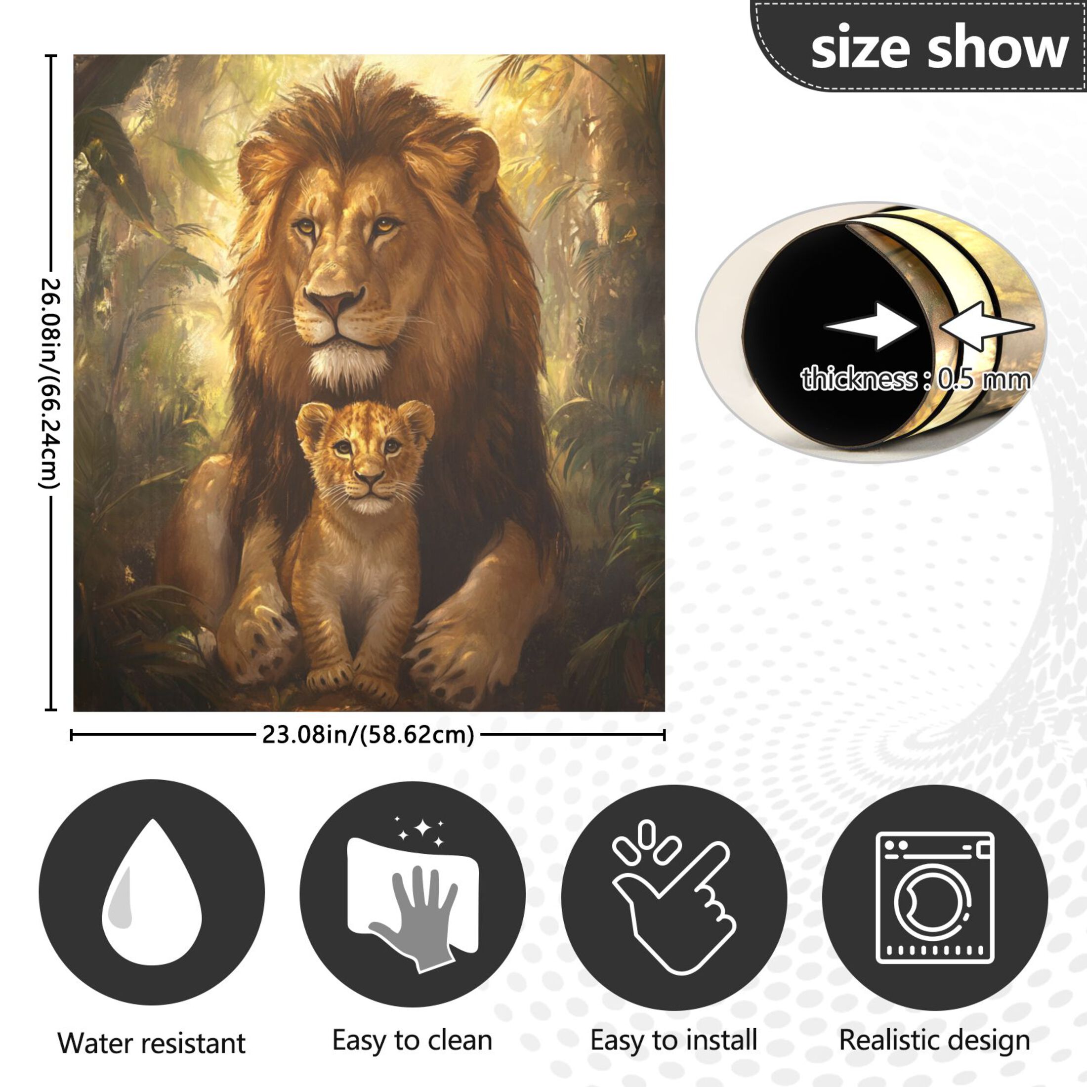 Dishwasher Magnetic Sticker 23x26 Inch Refrigerator Magnetic Sticker Washing Machine Magnetic Sticker Kitchen Panel Magnetic Sticker Home Decor Father and Son Lions