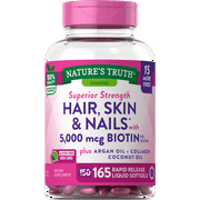 Nature's Truth Hair Skin & Nails Lactose Free Biotin 500mcg, 165ct, 2-Pack