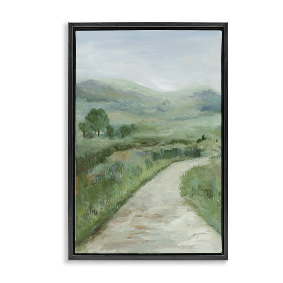 Stupell Industries Curving Path Landscape Landscape & Nature Painting Black Floater Framed Canvas Art Print Wall Art, 17 x 25