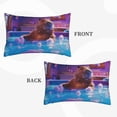 thumbnail image 3 of Binfone Capybara Bathtub Fun Standard Size Pillowcase, Long Staple Pure Cotton Envelope Closure Pillow Cover (Pillow core not included),16"x24", 3 of 7