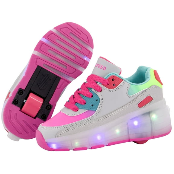 SDSPEED 7 Colors LED Rechargeable Kids Roller Skate Shoes with Single Wheel Shoes Sport Sneaker