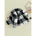 thumbnail image 3 of Bagilaanoe Toddler Baby Girl Boy Plush Jacket Plaid Long Sleeve Winter Coat 6M 9M 12M 18M 24M 3T Kids Fall Warm Outwear, 3 of 9
