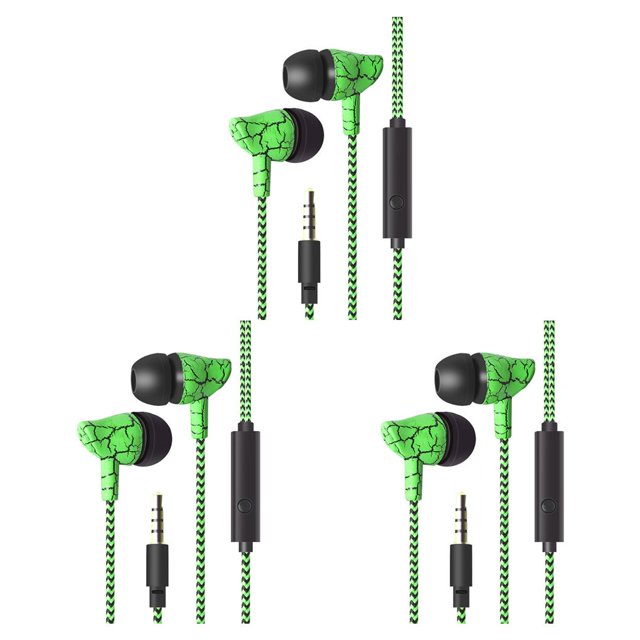 maskred Phone Music Wired Earphone In -ear Wire Control Cellphone 3 .5mm Plug Earbuds Headset 70cm 3Set