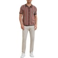 thumbnail image 2 of Polo de punto a rayas INSPIRE CHIC para hombres, camisetas de polo de manga corta con botones, jacquard, XL, marrón oscuro, 2 of 6
