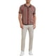 thumbnail image 2 of Polo de punto a rayas INSPIRE CHIC para hombres, camisetas de polo de manga corta con botones, jacquard, talla L, marrón oscuro, 2 of 6