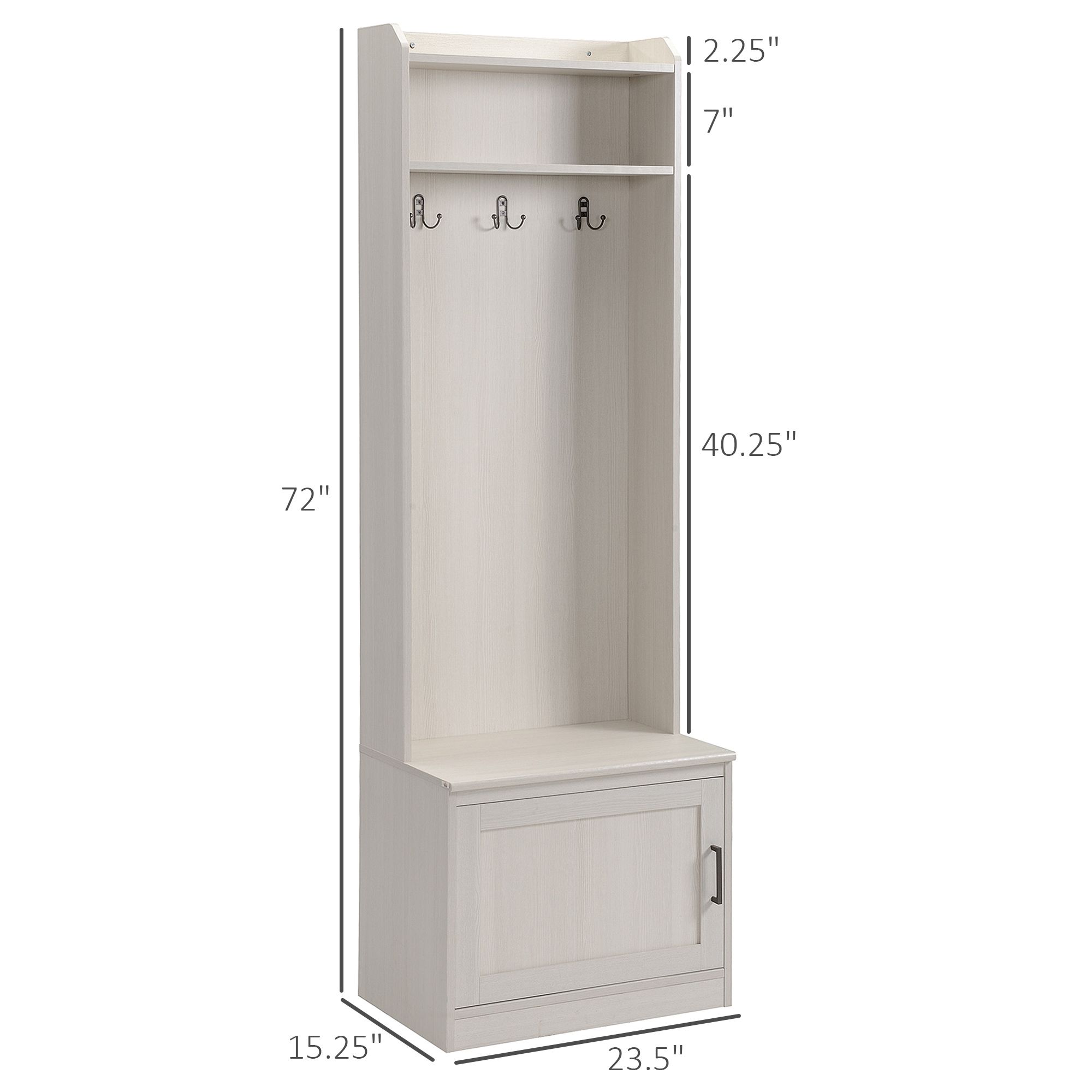23.5IN Coat Rack Stand with Storage Bench and Hooks Rustic Hall Tree for Small Spaces Entryway Living Room