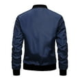 thumbnail image 4 of Daolelai Men's Baseball Jacket Solid Color Jacket Long Sleeve Collarless Coat, 4 of 5