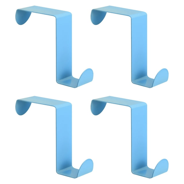 Ganchos para Puerta, Paquete de 4 Ganchos de Acero Inoxidable, Ganchos Dobles para Colgar Ropa (Azul)