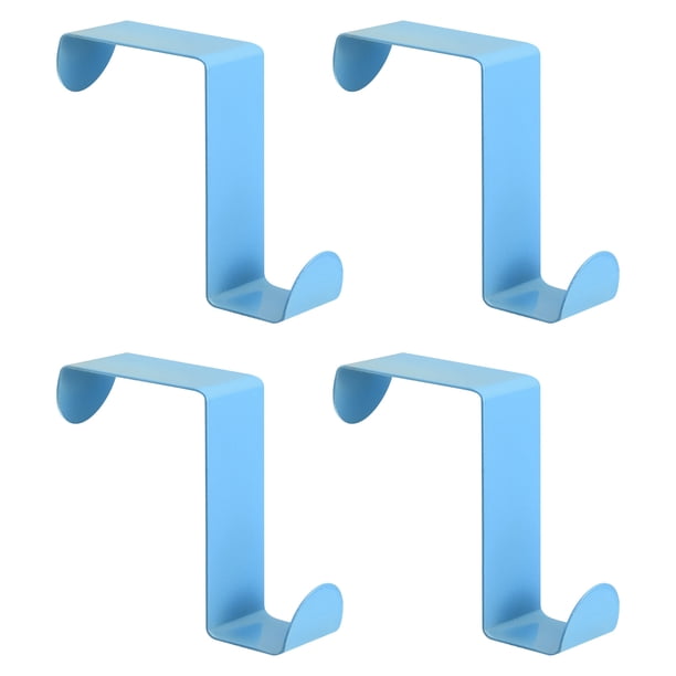 Ganchos para Puerta, Paquete de 4 Ganchos de Acero Inoxidable, Ganchos Dobles para Colgar Ropa (Azul)