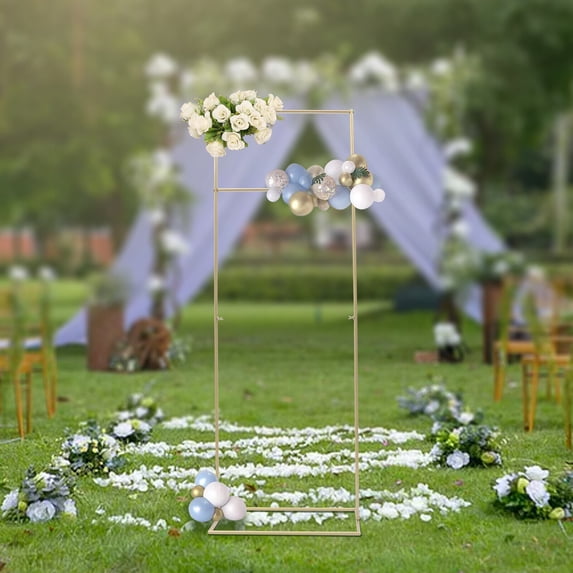 White/Golden Wedding Arch Rectangle Backdrop Stand Iron Balloon Flower Display Frame Decor