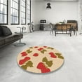 thumbnail image 3 of Ahgly Company Indoor Round Patterned Grapefruit Red Area Rugs, 3' Round, 3 of 6