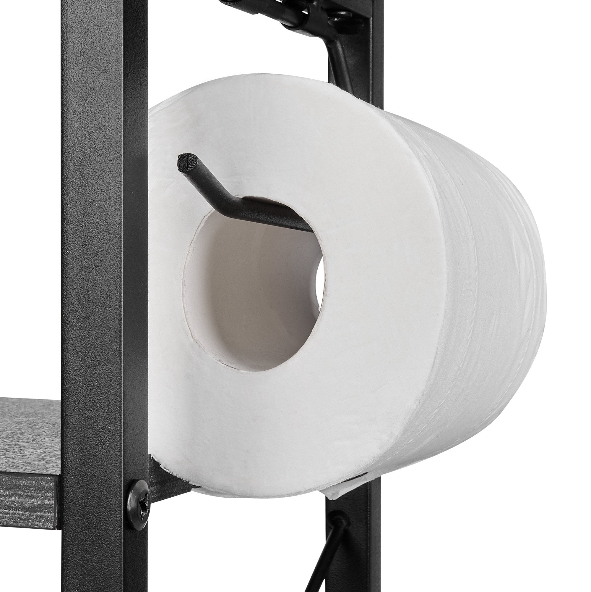 VECELO Bathroom Storage Cabinet with Toilet Paper Holder, 3-Tier Open Shelves Bathroom Organizer with for Small Spaces, Charcoal Grey