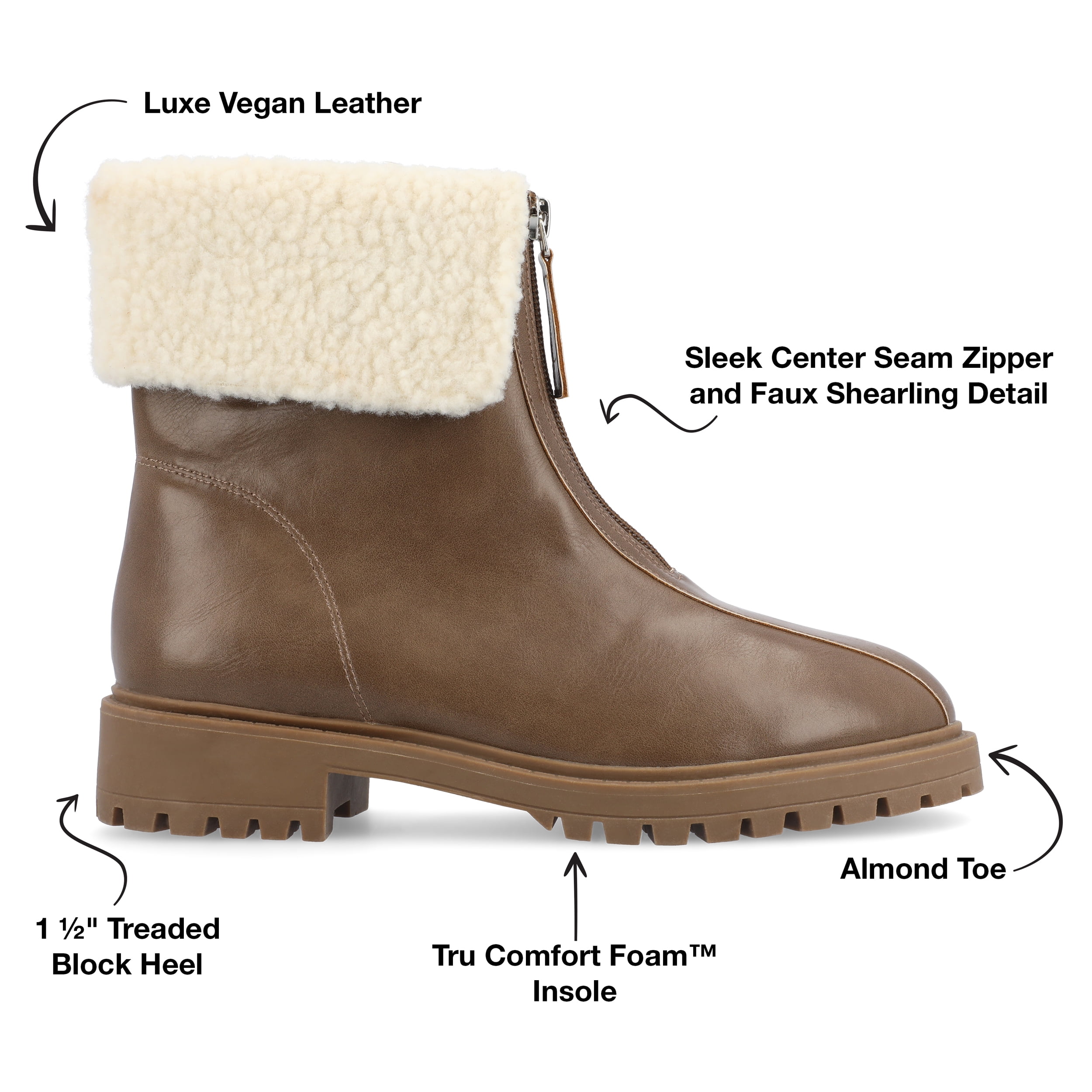 Journee Womens Fynn Almond Toe Block Heel Ankle Booties